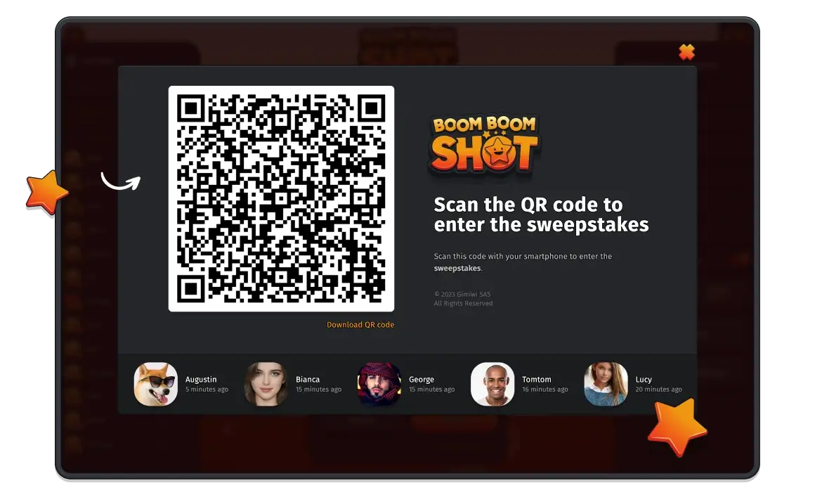 Sweepstakes generator giveaways app easy entry QR code