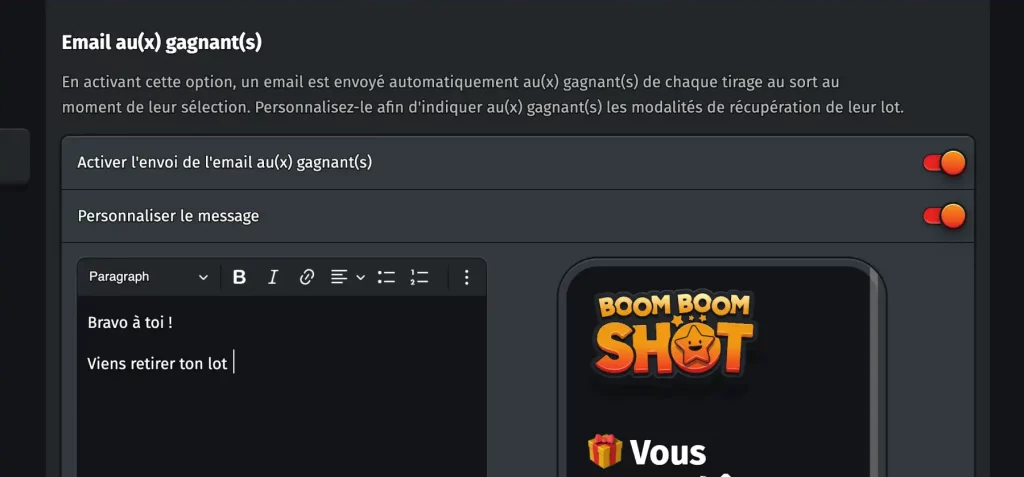 Boom Boom Shot logiciel de tirage au sort