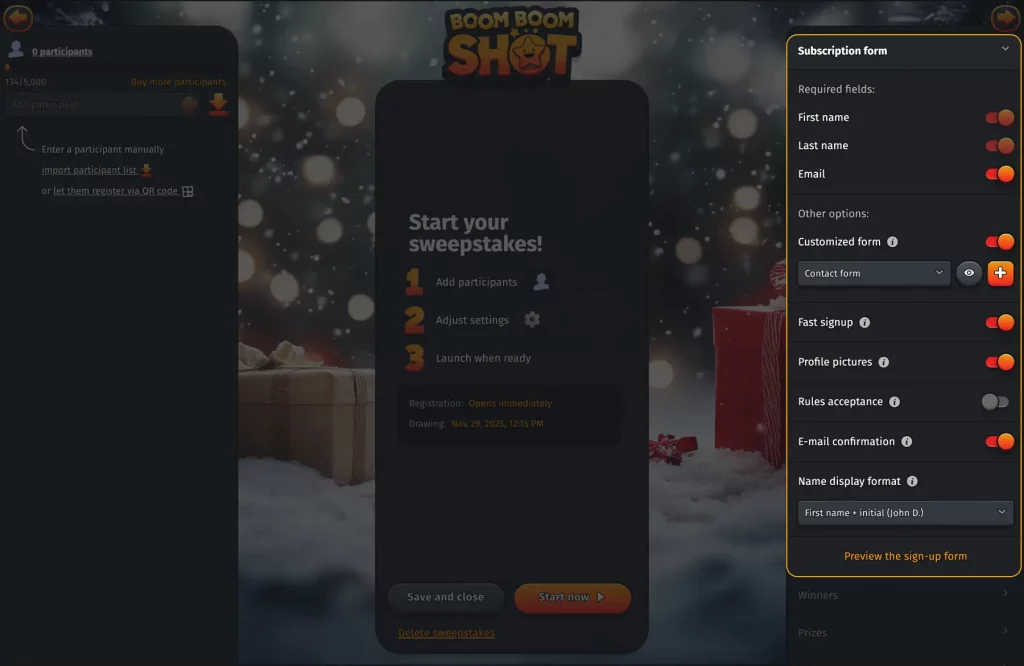 ✍ Subscription form details